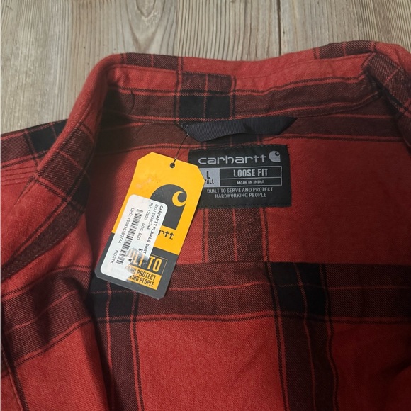 Carhartt Men's heavyweight Red Plaid flannel - Picture 4 of 6